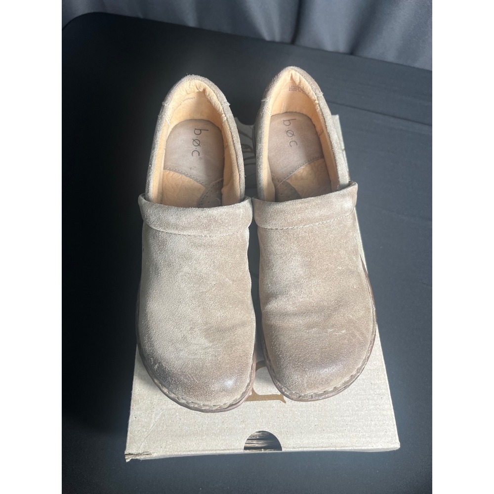 b.o.c. Born Women's 8M Taupe Leather Slip On Clogs Comfort Shoes
